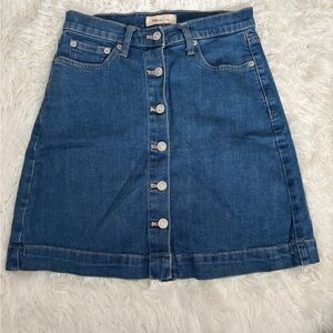 GAP Blue Denim Button Front Mini Skirt